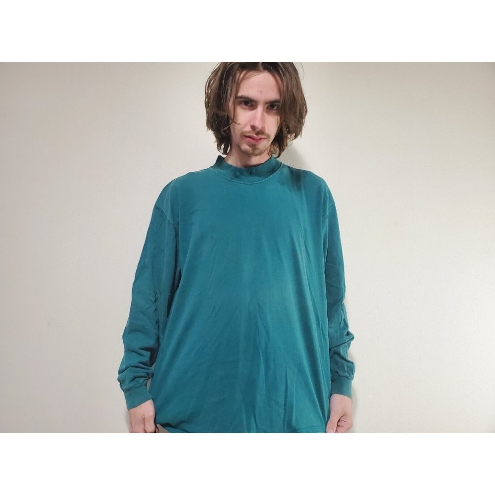 Vintage Duofold Single Stitch Long Sleeve Shirt Made In USA Men's Size XL Green